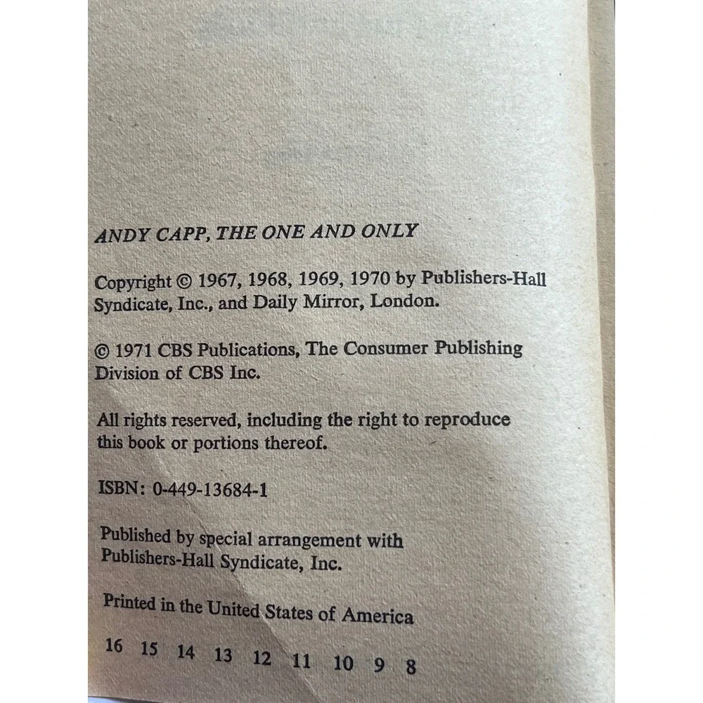 Andy Capp The One and Only Smythe 1971 Vintage Book‎